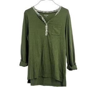 Kim Rogers Green Long Sleeve Top Womens Size Large L